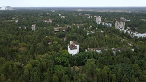Luftaufnahme der Sperrzone der Ukraine von Tschernobyl mit hoher Radioaktivität