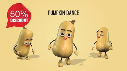 Animated Butternut Squash Character Performing Various Actions