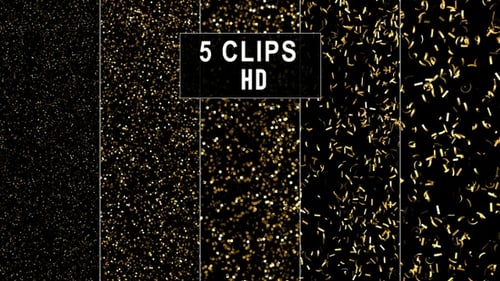High Dense Golden Confetti Backgrounds - 5 Variations - HD