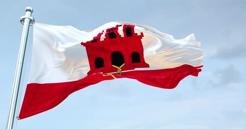 Realistic Gibraltar National Flag Waving in the Wind Loop