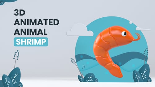 Cute Cartoon 3D Shrimp Animation