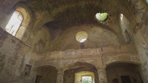 Inside a ruined cathedral
