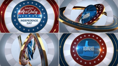 Idaho 4th of July Independence Day United States of America State Map with Flag 4K