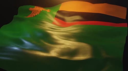 Zambia National Flag Waving Seamless Loop Animation