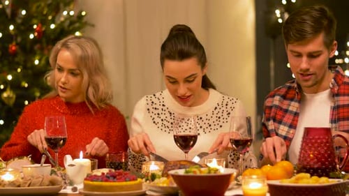 Friends and Family Gathering for Christmas Dinner