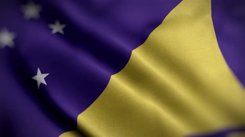 Tokelau National Flag Waving in Realistic Fabric Animation