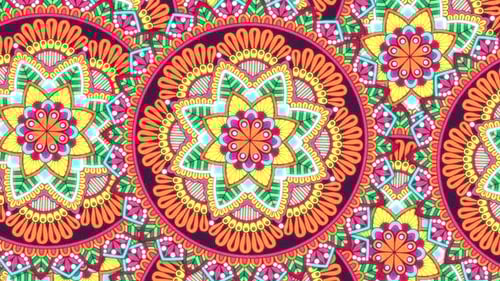 Abstract Mandala Pattern Animation with Color Shifting