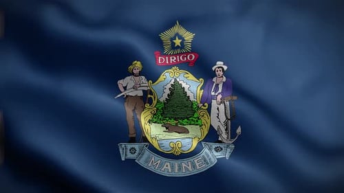 Waving Maine State Flag Animation Seamless Loop
