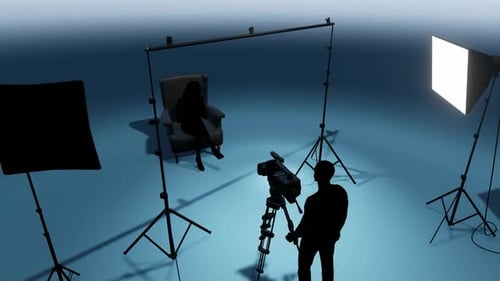 Woman Presenting on Sofa in Studio
