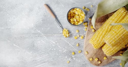 Overhead Shot of Corn with Can and Spoon