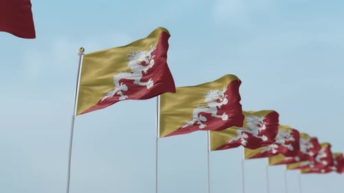 Bhutan Row Of Flags