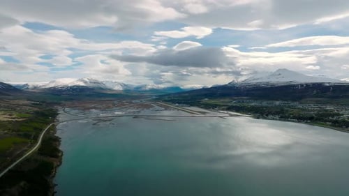 Aerial View of the Beautiful Icelandic Nature with Huge Lakes