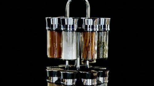 Spice Rack with Spices and Herbs