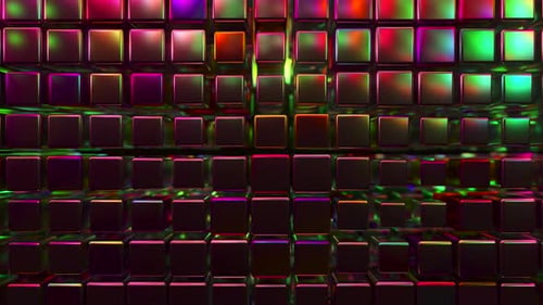 Abstraktes 3D-Rendern mit Würfeln im Neonlicht