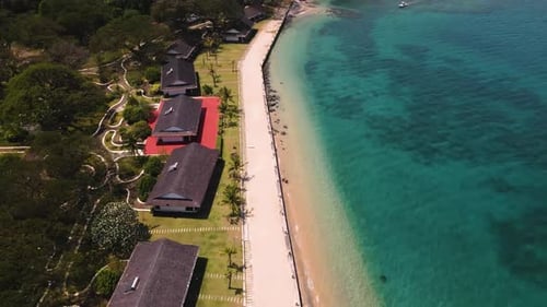 Coastline View Resort Beach Front Hotels Blue Water Mountains Hills Grande Island Subic Aerial Push-