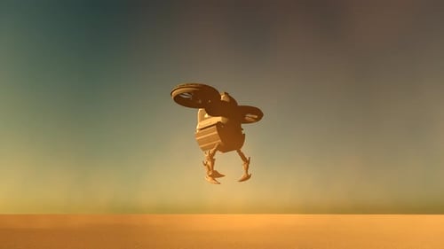 Space Drone Flying In The Desert