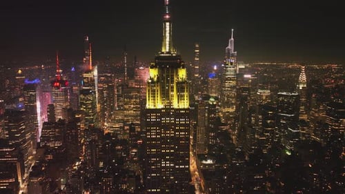 Urban Canyon Road in Manhattan with Busy Car Traffic