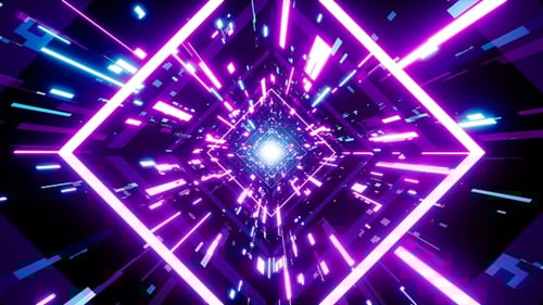 Futuristic Neon Geometric Digital Tunnel Loop Background