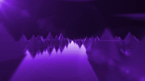 Abstract Purple Geometric Pyramids in Digital Space