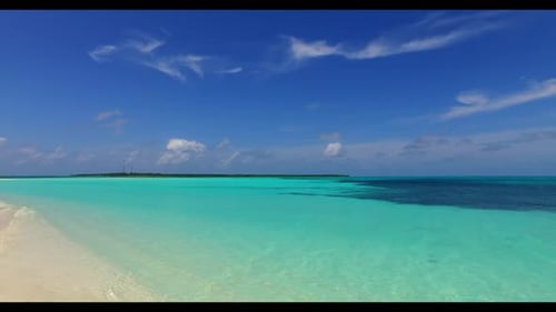 Aerial sky of luxury bay beach time by clear lagoon and white sandy background of a dayout near wave