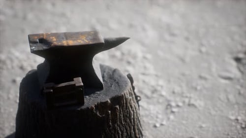 Old Anvil Attached To a Stump