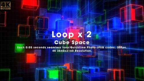 Futuristic Digital Cubes Network Background Loop