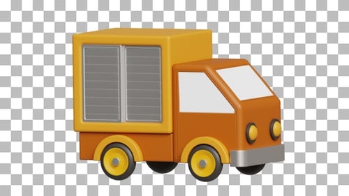 3D Animation of Shipping Truck with Alpha Channel