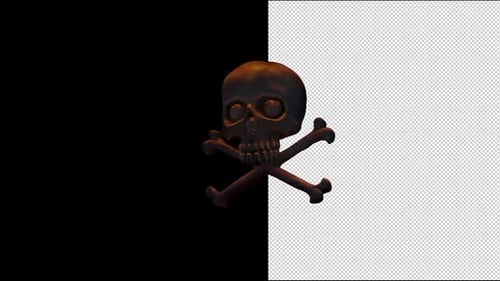 Animated 3D Skull and Crossbones with Glowing Red Eyes