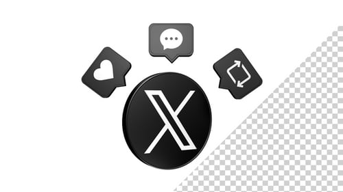 Modern Animated X Logo with Social Media Icons