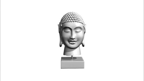Rotating 3D Buddha Head Statue Seamless Loop