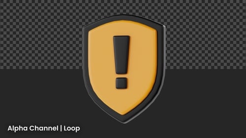 Animação 3D do símbolo de aviso de escudo | Alpha Loop