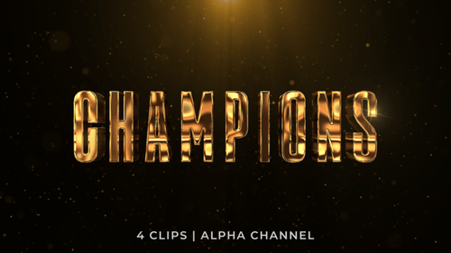 Golden 3D Champions Text Reveal with Shimmering Light