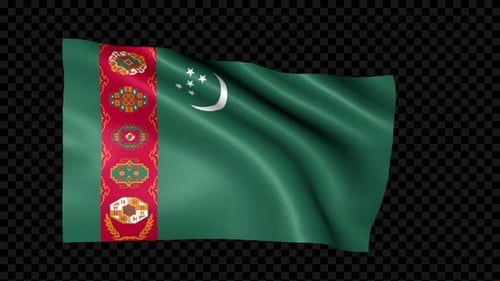 Waving Turkmenistan Flag with Alpha Channel