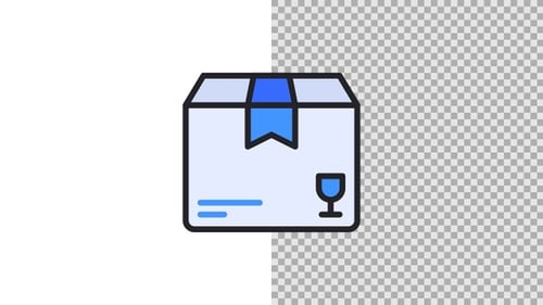 Animated Delivery Box Icon in Flat Design Style