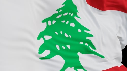The Lebanon with alpha channel waving in the wind in slow motion