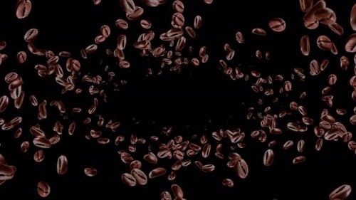 Floating Roasted Coffee Beans Loop Background