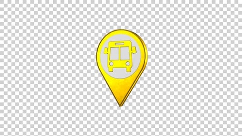 Bus Station Map Pin Location Icon Golden