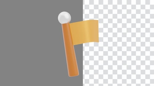 3D Spinning Map Pin Flag Location Icon