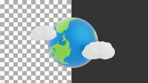 3D Animation of Ecology Earth Globe with Clouds | Alpha Channel