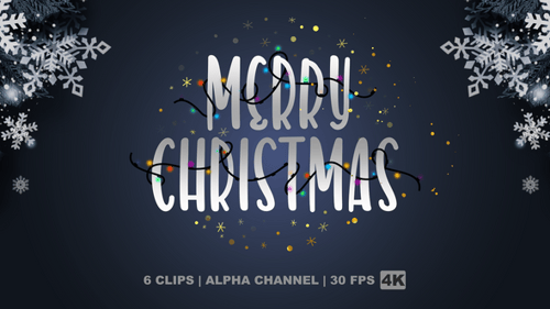 Animated Merry Christmas Text with Festive Lights and Particle Reveal