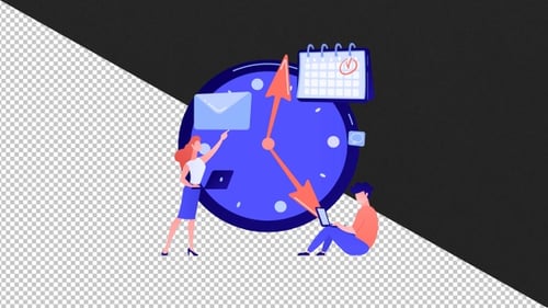 Flat Design Animation of Corporate Time Management and Productivity