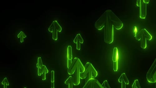 Dynamic Glowing Green Up Arrows Loop Background