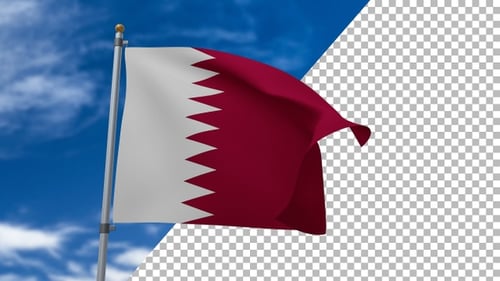Waving Flag of Qatar Animation with Alpha Channel