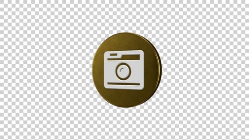 Kamera, Retro-Symbol, rotierend, goldfarben