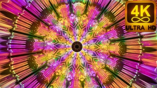 Rotating Colorful Mandala Kaleidoscope Layers Abstract Psychedelic Fly Tunnel 3D meditation Pattern