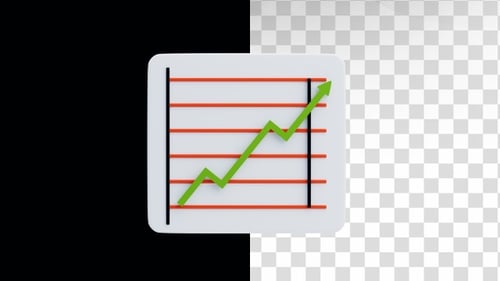 Animated 3D Line Graph Icon Showing Growth Trend