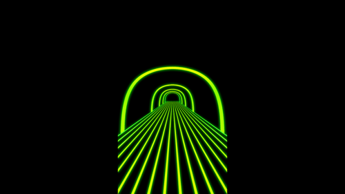 Vertical video retro green neon arch road loop animation background