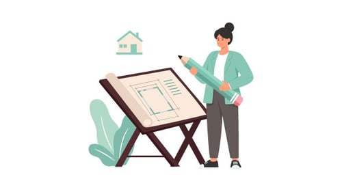 Arquitecta femenina, canal Alpha de animación