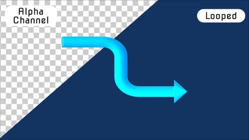 Animação de seta 3D com caminho curvo | Alpha Channel