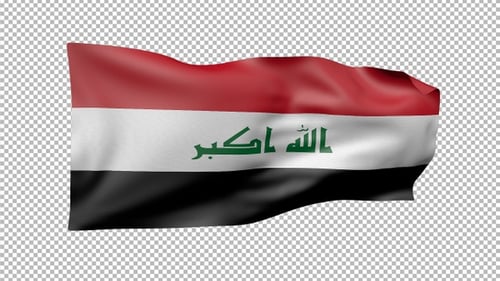 Realistic Waving Iraq Flag with Alpha Channel
